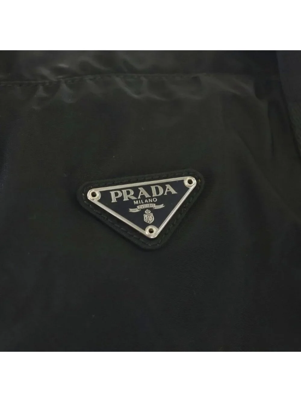 Prada Saffiano Triangle Plate Nylon 2-Way Shoulder Bag Black
